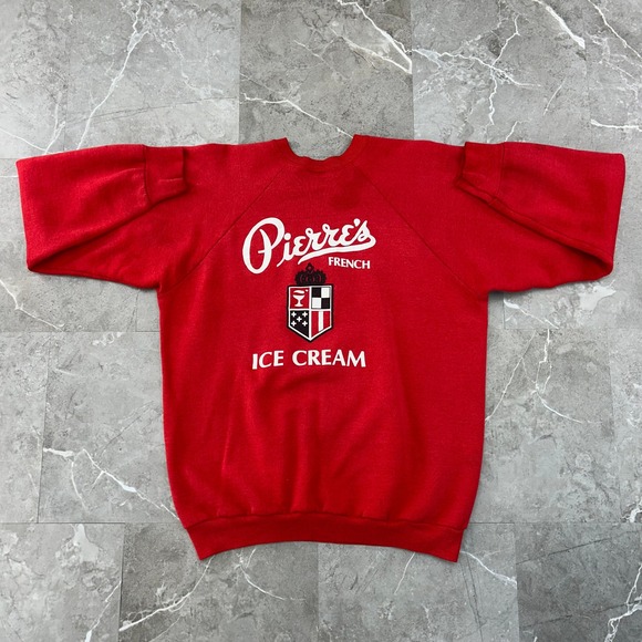 90s Vintage Pierres French Ice Cream Sweatshirt Mens XL Double Sided Crewneck - Picture 2 of 16